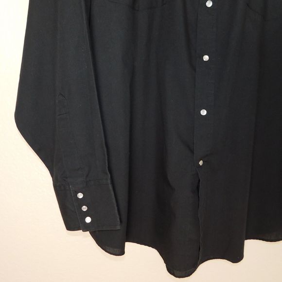 Plains Western Wear Pearl Snaps Shirt Adult XL Black Embroidered Thunderbird - Picture 7 of 9